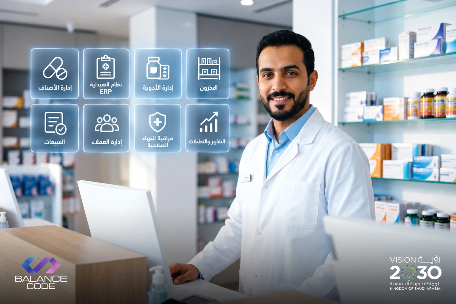 معاينة واجهة نظام pharmacy لإدارة العمليات والفروع